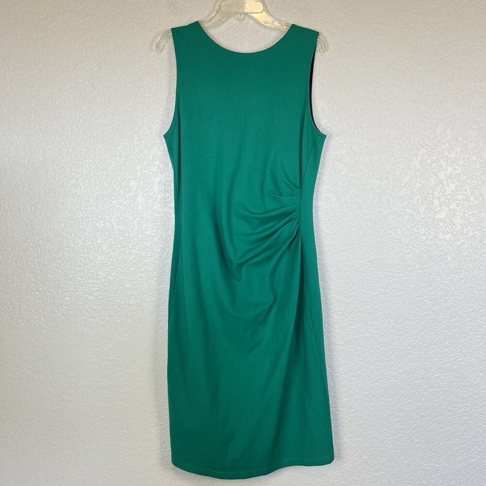 Kenneth Cole Green Ruched Bodycon Sleeveless Hilary Stretch Career Dress Size 8